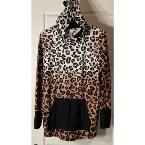 LuLaRoe Tops - LulaRoe Amber Leopard Print Lightweight "Unicorn" Pullover Hoodie M